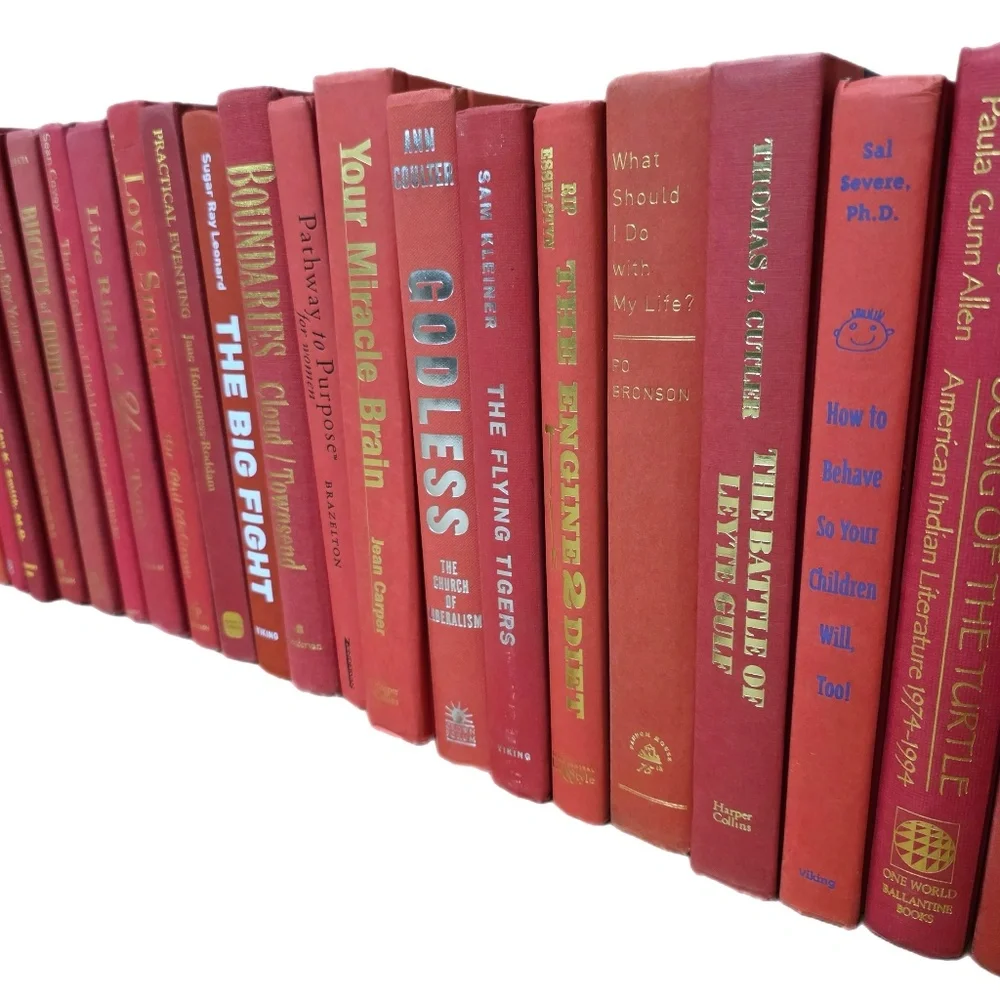RED / Burgundy Book Decor: Modern Hardcover Interior Design Real Staging Books